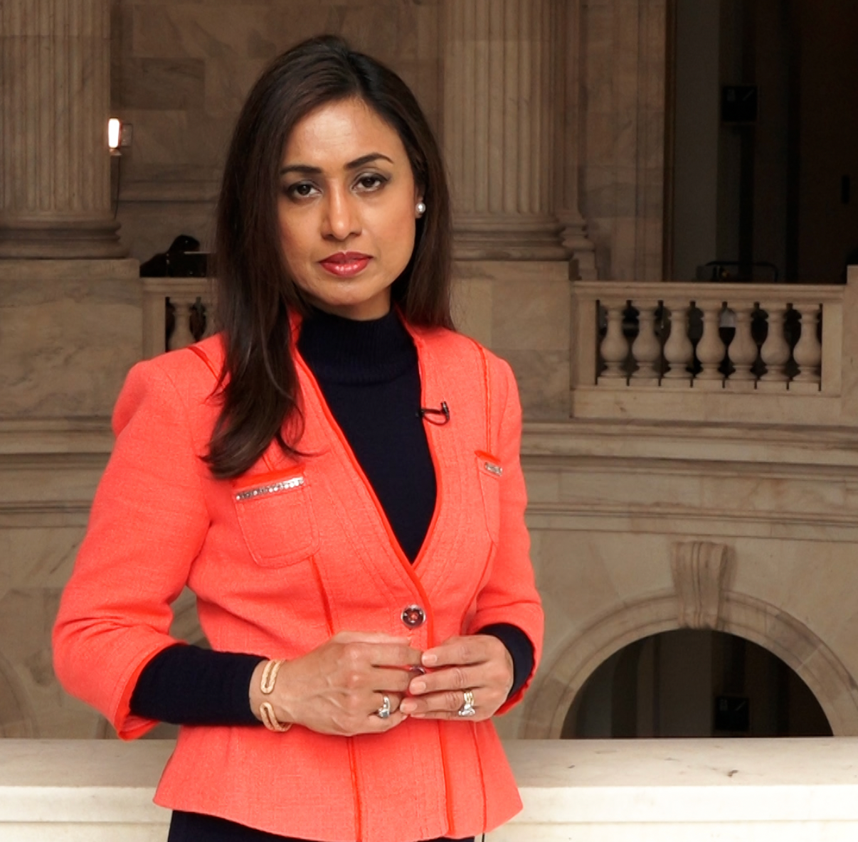 Reporter delivering an on-camera stand-up
